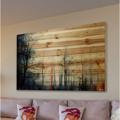 « tall tree silhouette » par parvez taj,, impression sur bois Rustic Woodlands