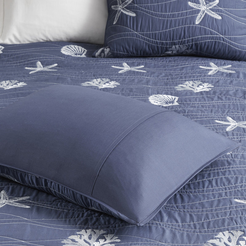 Literie en coton. Bleu marine / très grand Étoile de mer brodée et. . Lavable à la machine. . Coussin décoratif très grand en coton. Et rembourrage. Avec