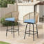 Ensemble de 2 tabourets de bar d'extérieur avec accoudoirs, chaises de bar en rotin toutes saisons avec dossier, tabourets de bar en osier pour jardin, piscine, balcon et terrasse