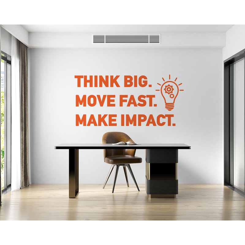 Adhésif décoratif «Think Big, Move Fast, Make Impact Office», Tech Office Decor 351DRE, Bourgogne, 11 x 24 pouces