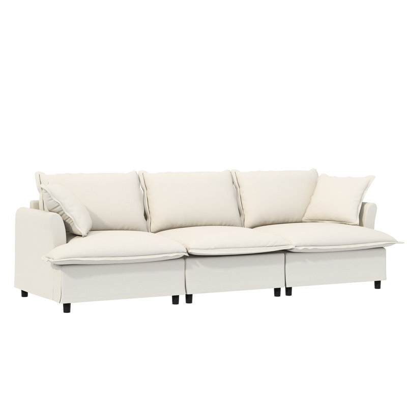 Canapé modulaire en chenille 3 places, Chenille beige