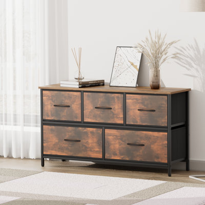 5 Fabric Drawers Dresser TV Stand For Bedroom, Hallway, Entryway