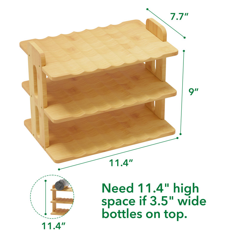 Organisateur de bouteille d'eau en bambou à 3 niveaux avec étiquettes, support de rangement pour garde-manger, porte-bouteilles et vin