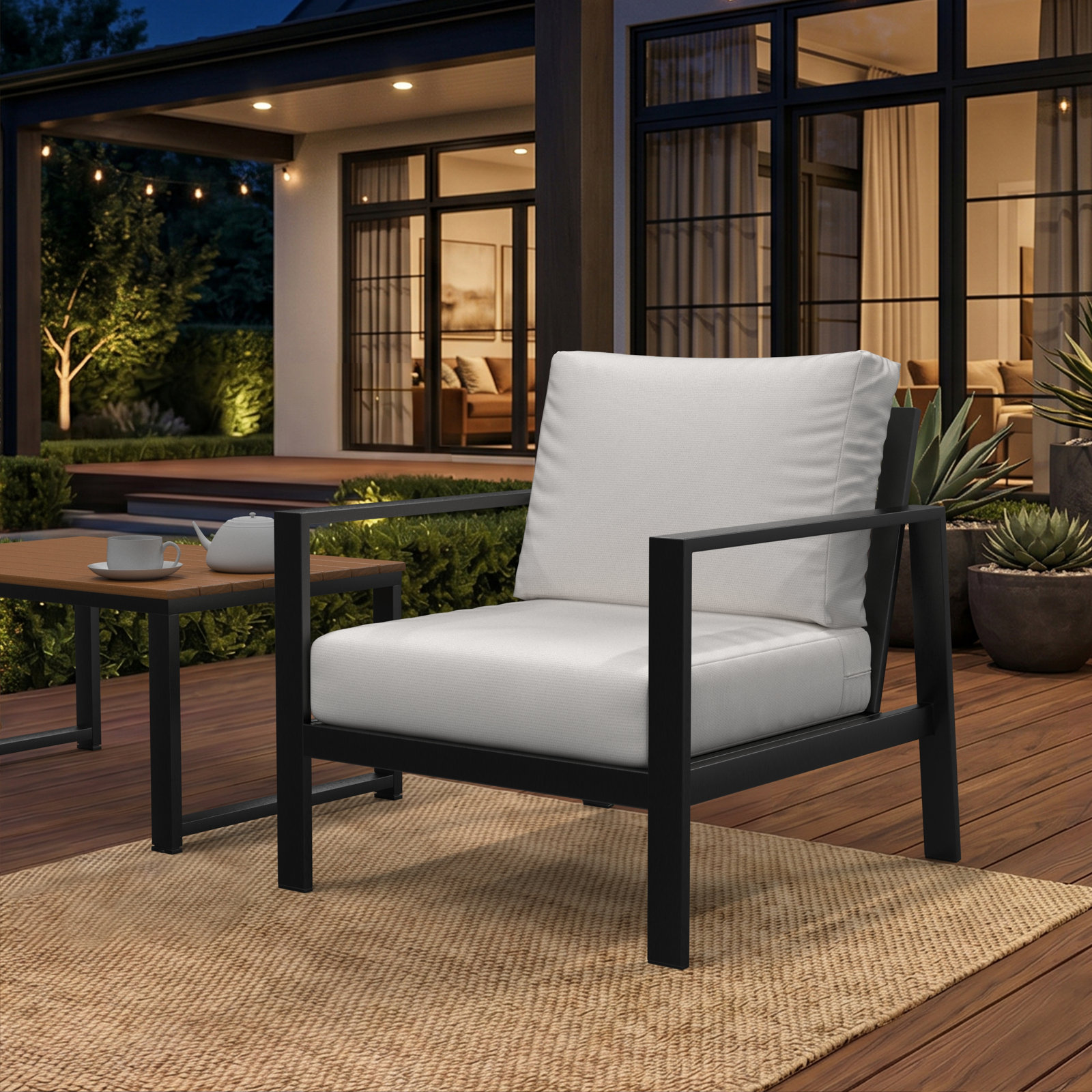 Lani Outdoor Sunbrella Seat/Back Cushion, Sunbrella® Canvas Natural