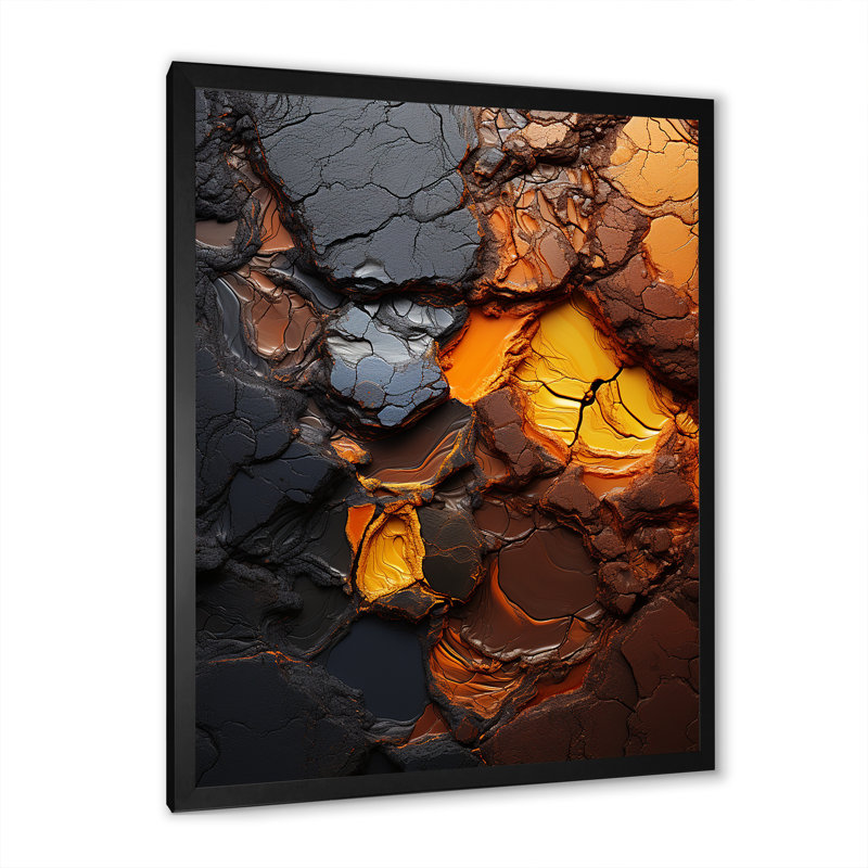 «Moka fondu, lave magique sur toile», Cadre simple noir, H 40 po x l 30 po x P 1,5 po