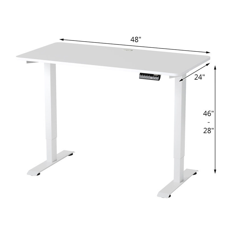 Cloverly Adjustable Metal Base Standing Desk, White