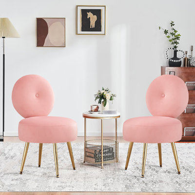 Chaise rembourrée en velours avec tabouret (ensemble de 2)