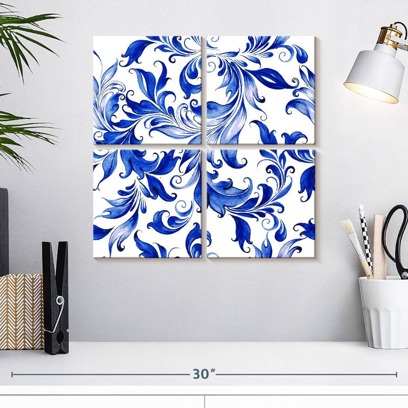 Motif floral abstrait Kerner, H 18 po x l 18 po