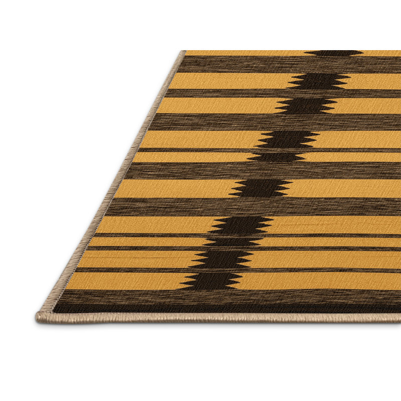  Tapis lavable rayé brun foncé, Rectangle 6 pi x 9 pi