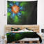 Fleur de couleur florale vert foncé en tapisserie noir-28487040