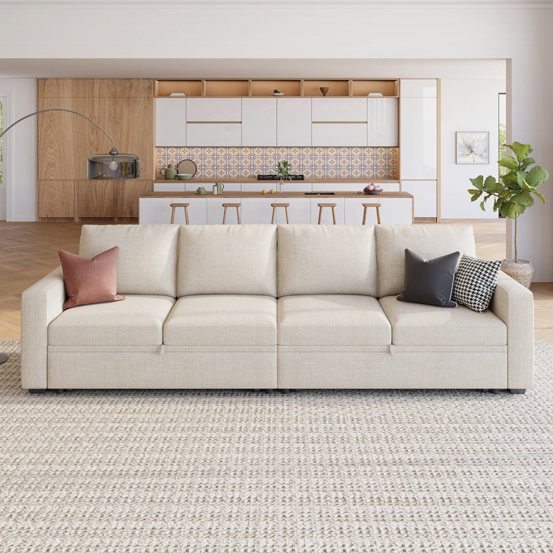 Canapé-lit modulaire Anureet Honbay, Polyester beige