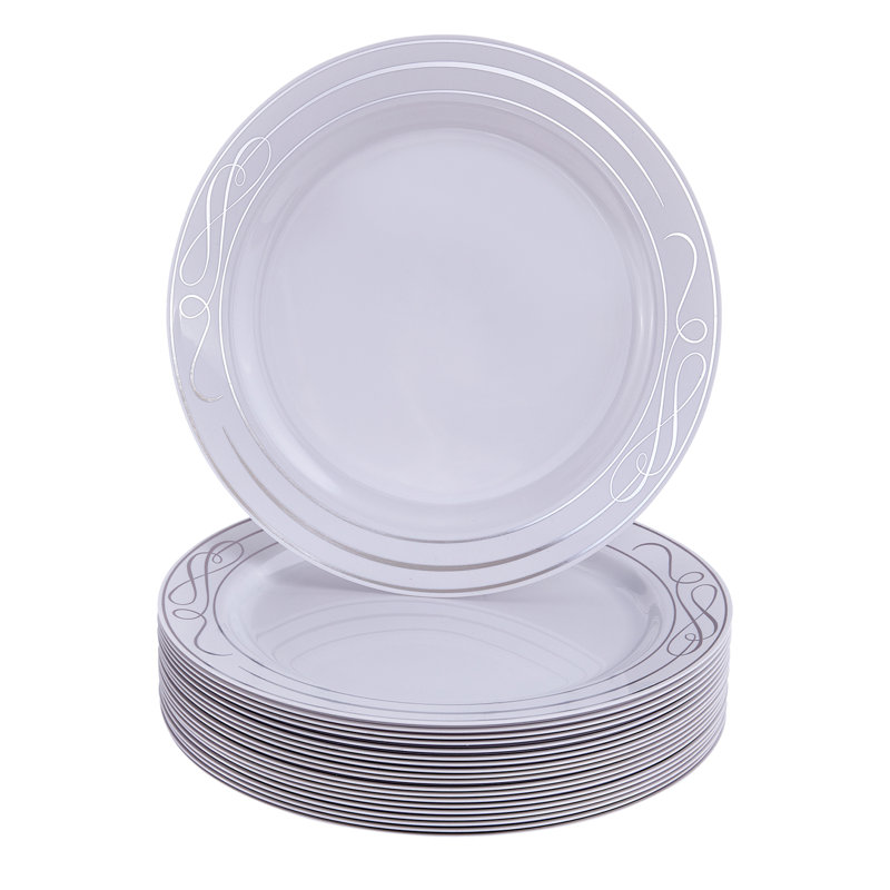 Assiette à hors-d'œuvre jetable en plastique Bella, Argent