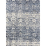 Koda Damask Area Rug in Blue