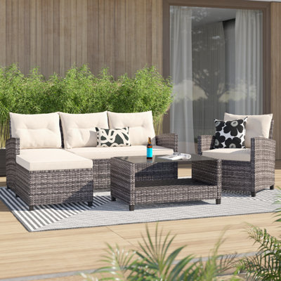 Arjola 4 Piece Sofa Seating Group with Cushions by Wade Logan