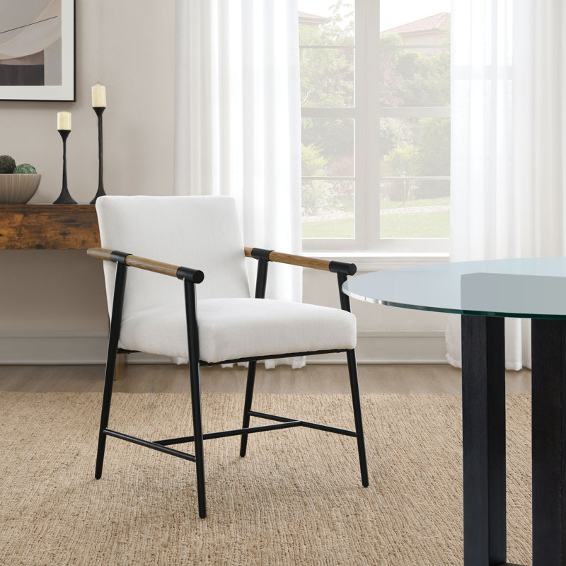 Chaise avec accoudoirs rembourrée Sorine, blanc