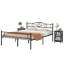 Ensemble de chambre à coucher 3 pièces Kempst, cadre de lit en métal noir avec 2 tables de chevet à tablettes ouvertes, ensemble de lit plateforme en métal avec table d'appoint de 2, ensemble de mobilier de chambre pour petit espace pour appartement, chambre d'amis, chambre à coucher moderne-737466143-737466141