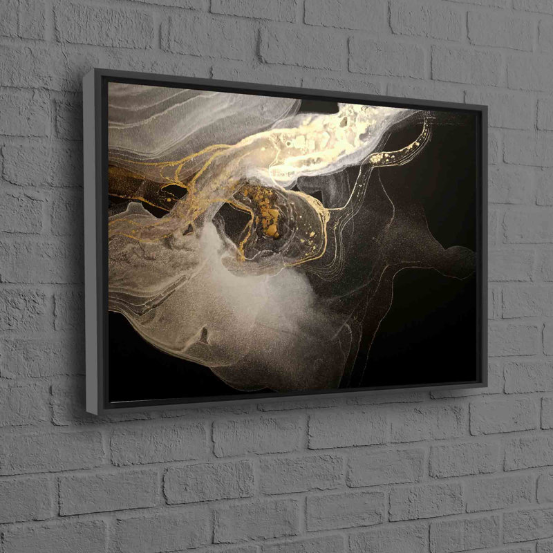 Abstract Shimmery Alcohol Ink Art On Trendy Marble Canvas Perfect For Wall Decor, Framed Print without Mat, 20 cm H x 30 cm W