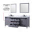 Meuble-lavabo double gris foncé 84 po X P 22 po , Comptoir en marbre de Carrare, ensemble de robinets Miroirs