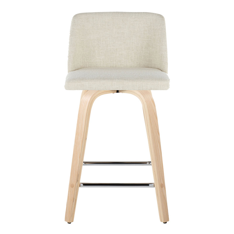 Toriano Swivel Upholstered Counter Stool, Cream