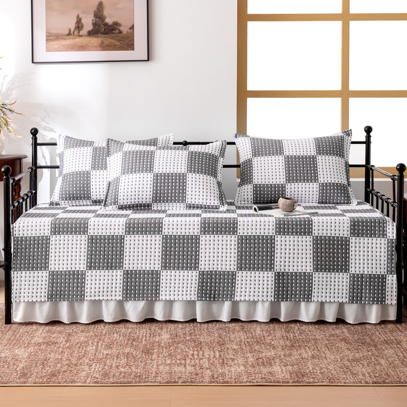Ensemble de housse pour lit de jour 5 pièces SLEep Zone, Tissu écossais gris