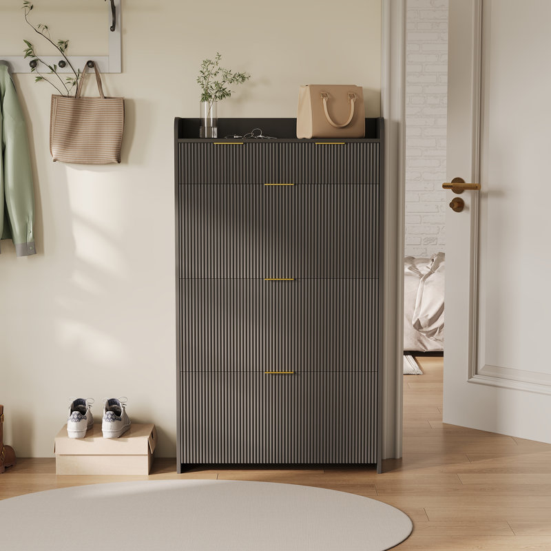 20 Pair Shoe Storage Cabinet, Black