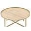 Table basse à plateau rond en chêne et or