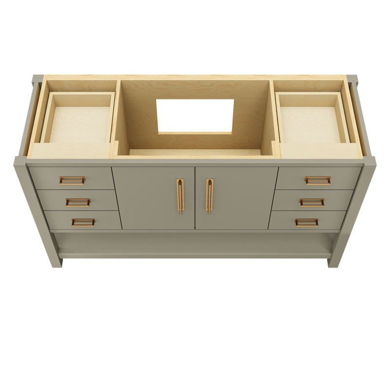 Kiawah Single Extra Wide Bath Vanity, French Olive, Satin Gold, 60"