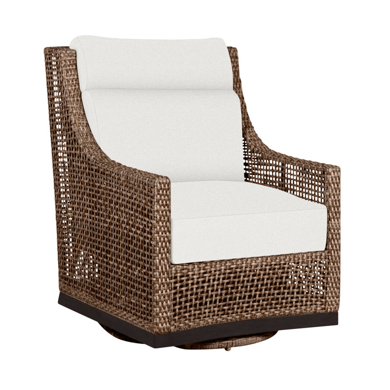 Fauteuil pivotant pour l'extérieur en résine tressée Pen-N-Dura, Pas de passepoil + bourre standard, Acajou / châtaignier