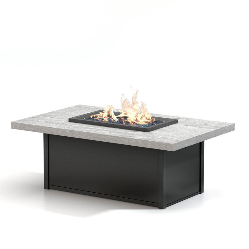 Timber Fire Tables Rectangle Smokeless Fire Pit Table with Hidden Fuel Tank, Carbon - Sequoia - Bronze Glass