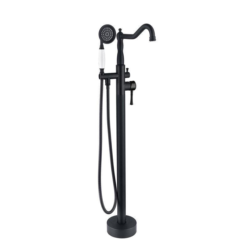 Freestanding Bathtub Faucet With Hand Shower, Matte Black