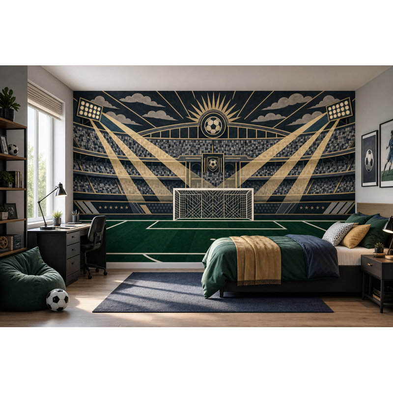 Adhésif mural Dark Football Stadium, 160"x108", Peel and Stick