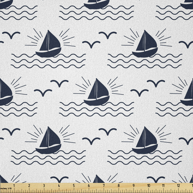 Deanie Waves Sea Sailboat Seagulls Multi-Purpose Fabric