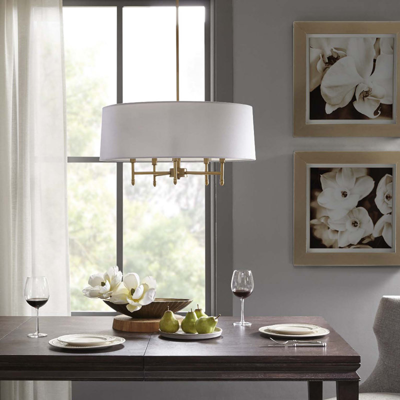 Lustre tambour 5 lumières blanc