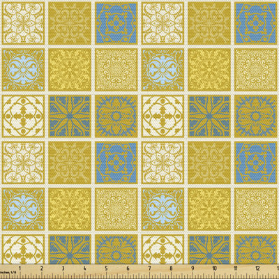 Ellent Different Folkloric Ornamental Squares Fabric