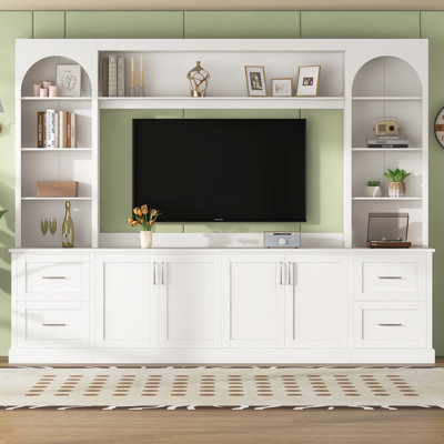 Entertainment Center For TV Up To 65", TV Stand, Media Console, Arched Accent, Cabinets With Adjustable Shelves, Contemporary, Living Room