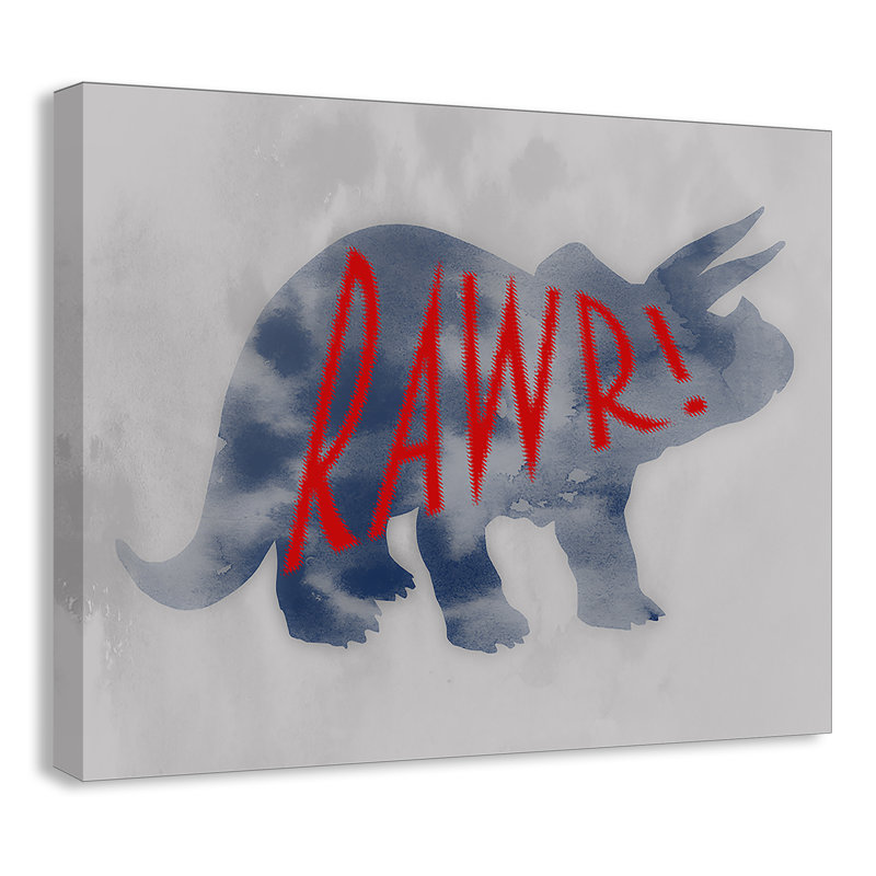 Dino Rawr Art, H 11 po x l 14 po x P 1,5 po, Toile