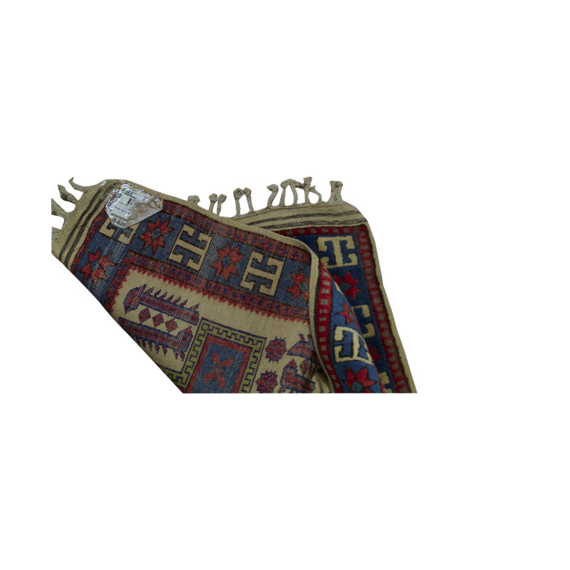 Tapis bleu et ivoire de haute qualité noué à la main