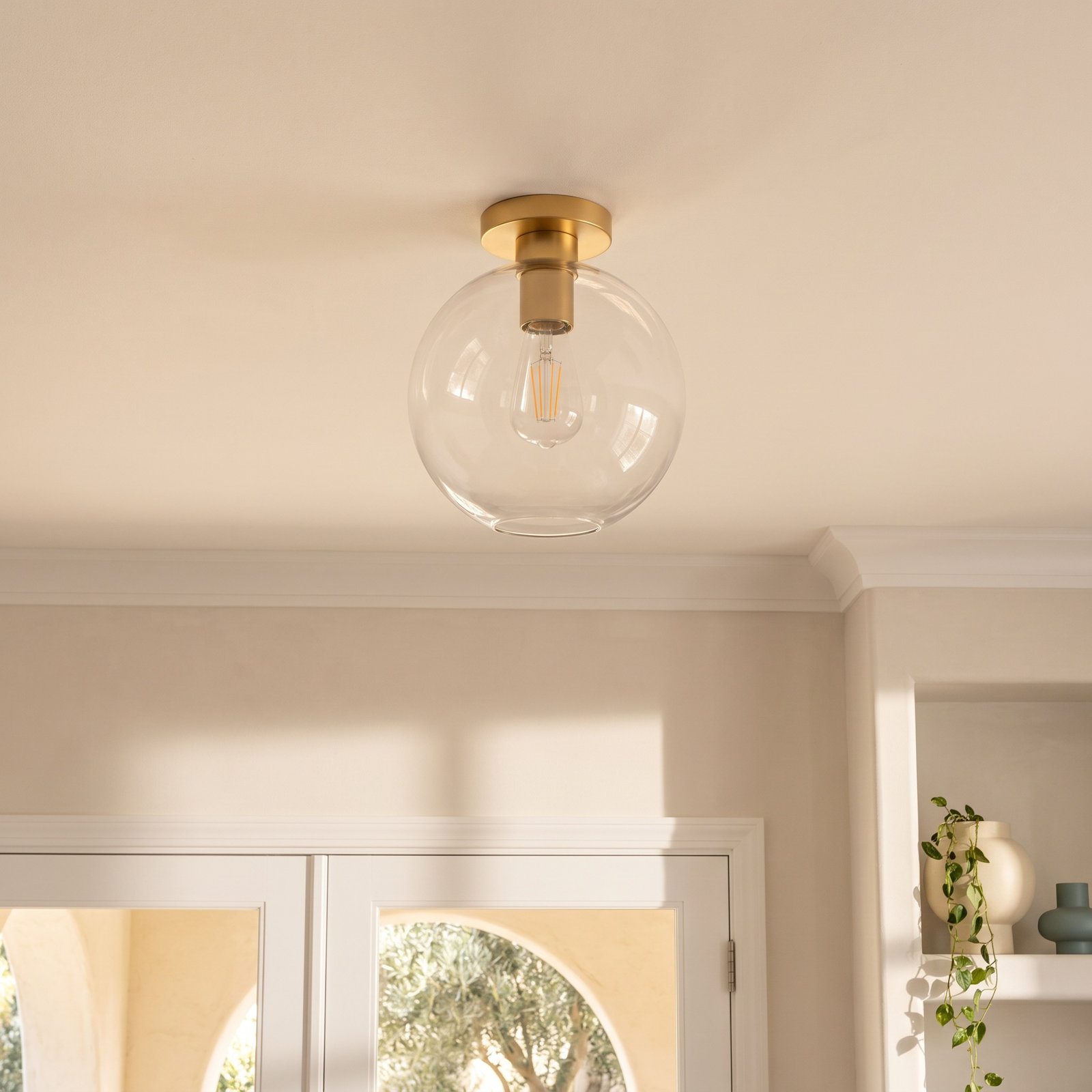 Childerley Single Light Semi Flush Mount, Brass