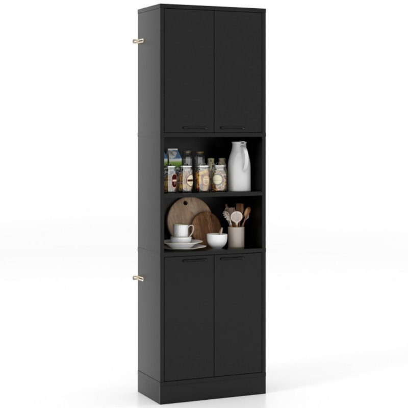 Armoire haute 75 po avec portes et tablettes, Noir