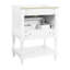 Meuble-lavabo de 61 cm avec lavabo en céramique, rangement moderne et luxueux, tablette ouverte et 2 tiroirs, - Meuble-lavabo avec débordement, style palais rétro, rangement pratique