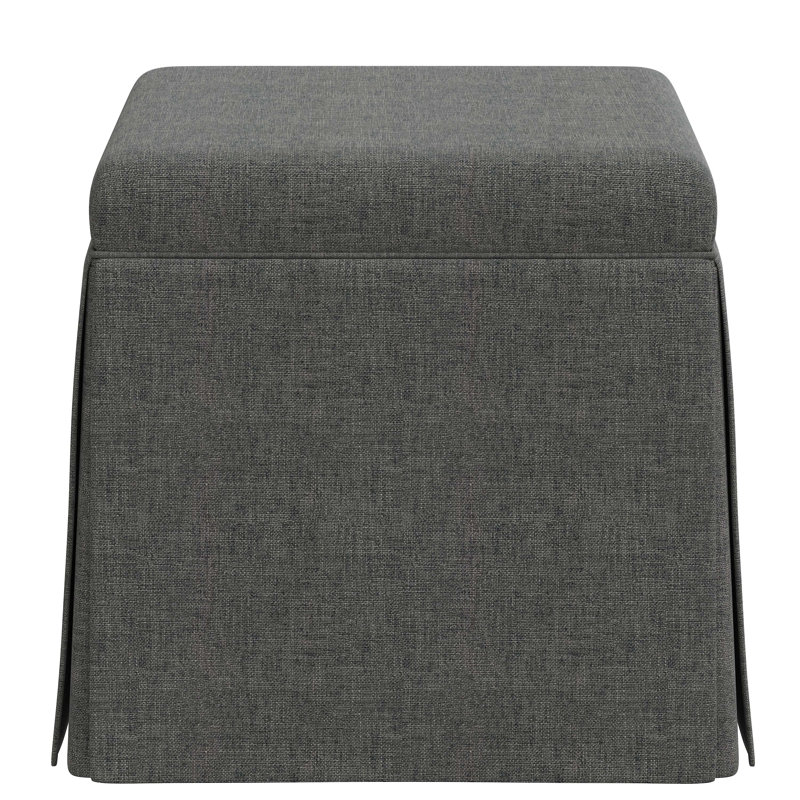 Repose-pieds avec rangement Bash, Lin texturé gris anthracite Zuma