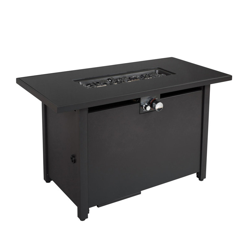 Table de foyer d'extérieur en acier avec couvercle H 25 po x l 42 po