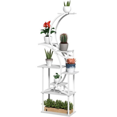 White S-Shaped Plant Stand, 8 Tier Plant Shelf, Corner Plant Rack for Multiple Plants