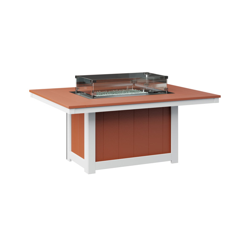 Berlin Gardens Donoma Rectangular Fire Pit Table, 24" H x 53.87" W x 41.37" D, Mango Orange