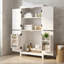 Armoire de rangement élégante pour salle de bain à 4 portes avec tablettes réglables - Blanc-1762658964