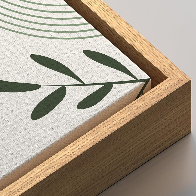 Art moderne moderne de style Mid-Century boho sauge vert tropical, Naturel, H 36 po x l 72 po