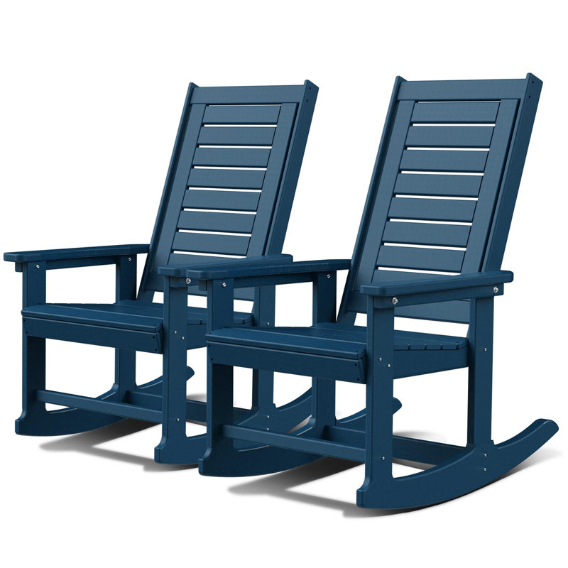 Outdoor Rocking Chairs  Set of 2, Blue