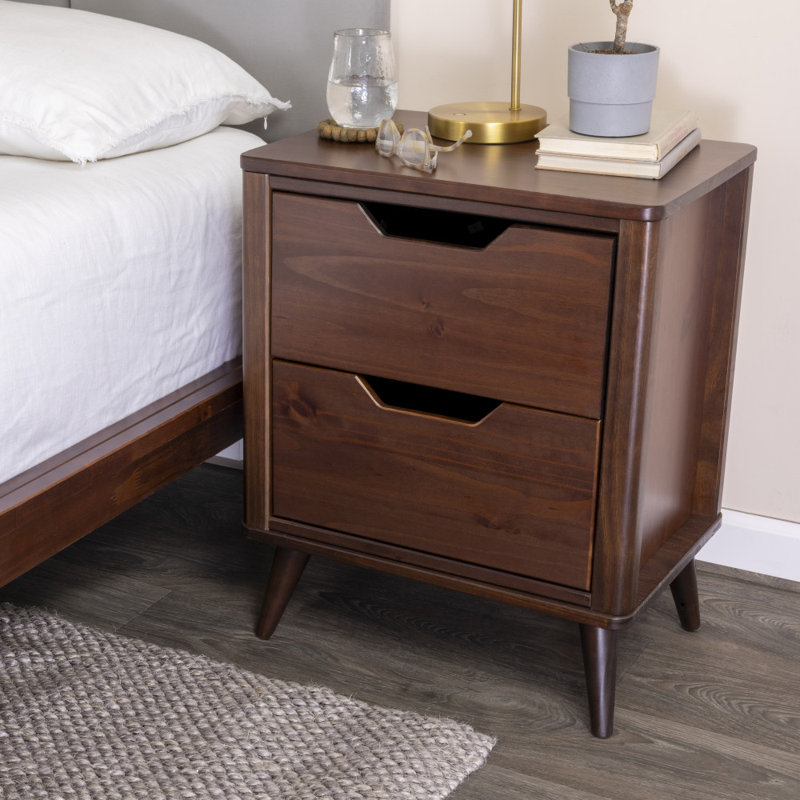 Yume 21.18'' W Solid Wood Nightstand, Mid Brown Stained