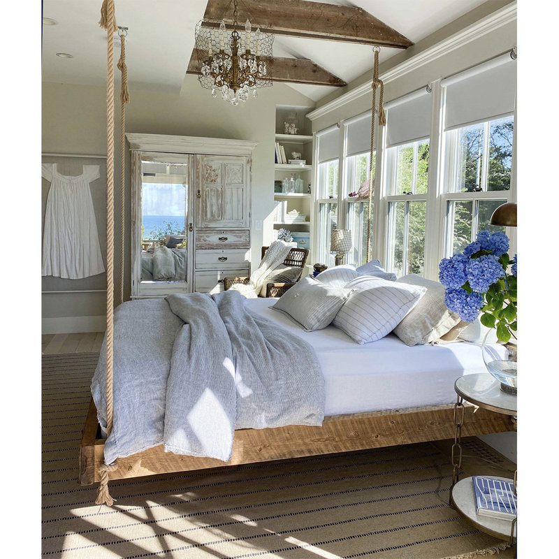 Blake Duvet Cover, White/Ocean, Queen