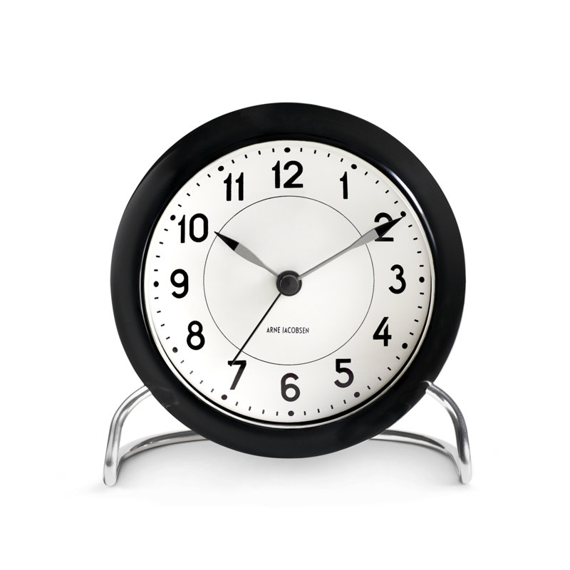 Station Electric Clock, White/Black/Silver